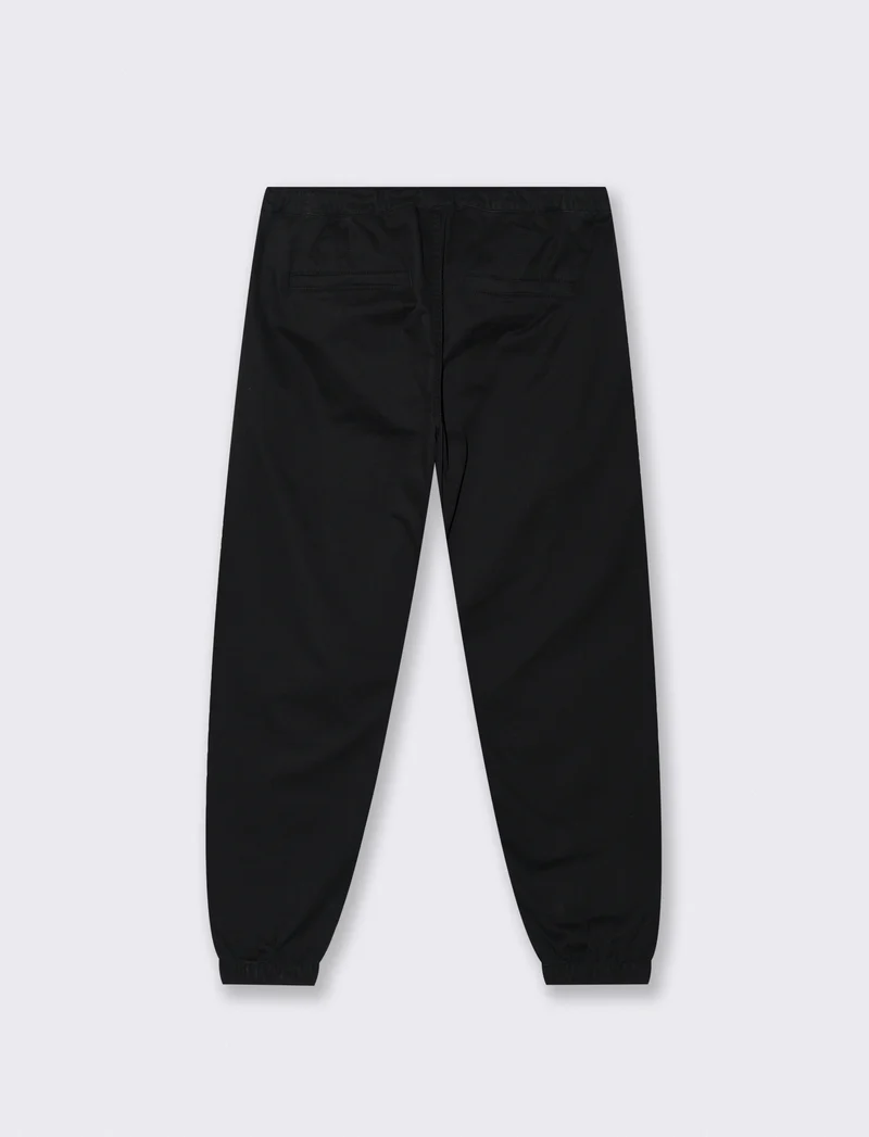 Pantaloni jogger in twill elasticizzato - Nero