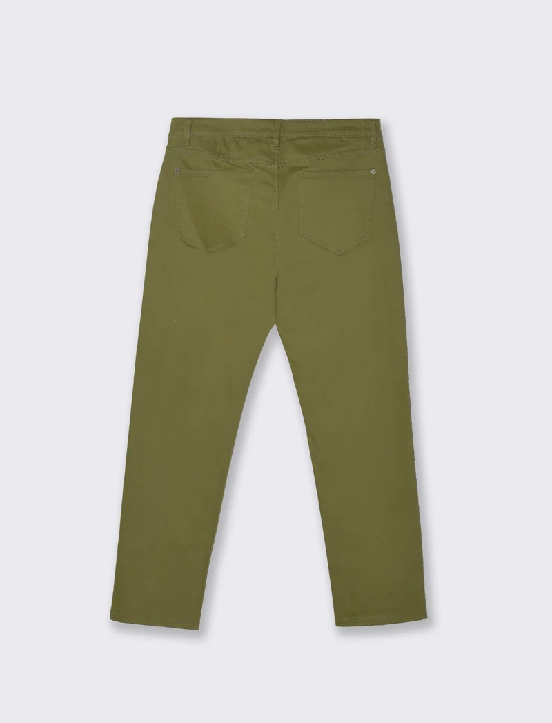 Pantaloni Slim Fit 5 Tasche Effetto Slavato - Verde oliva