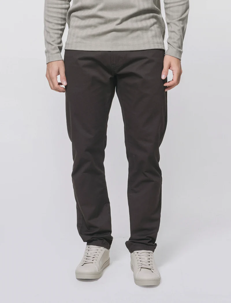 Pantaloni 5 Tasche Regular Fit Cotone - Moro