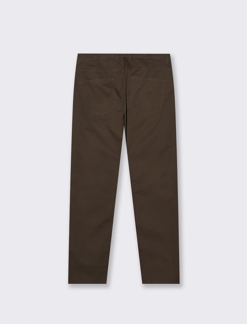 Pantaloni 5 Tasche Regular Fit Cotone - Moro