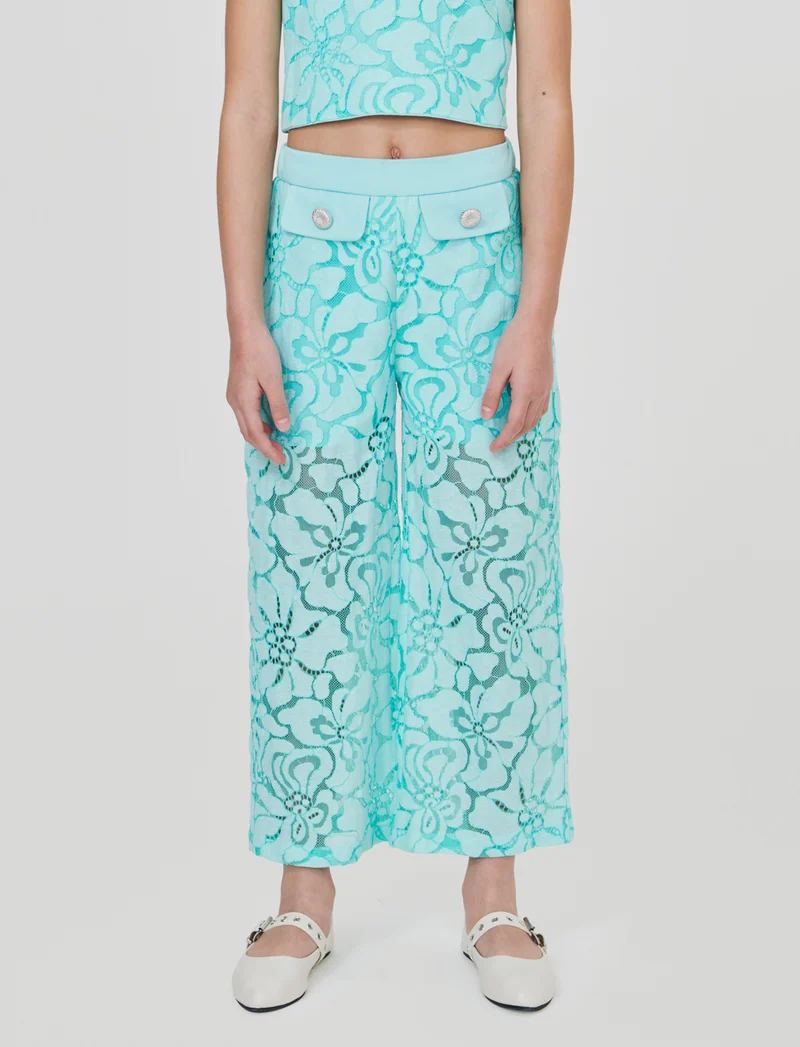Pantaloni Palazzo in Macramè Colorati - Verde acqua