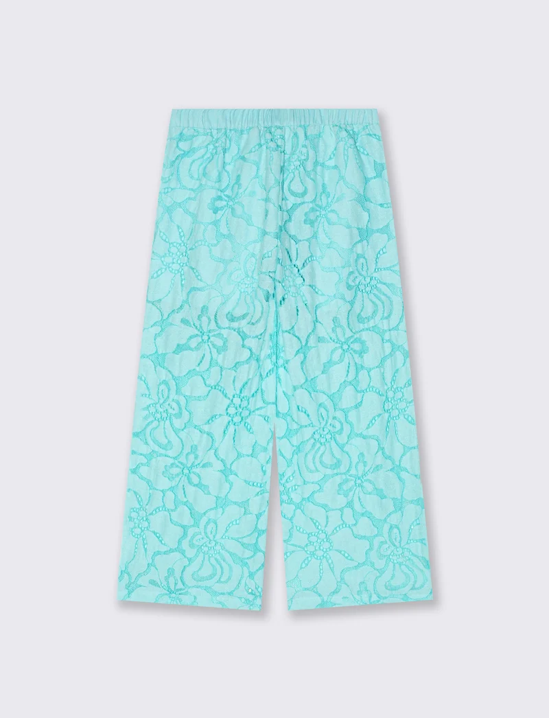 Pantaloni Palazzo in Macramè Colorati - Verde acqua
