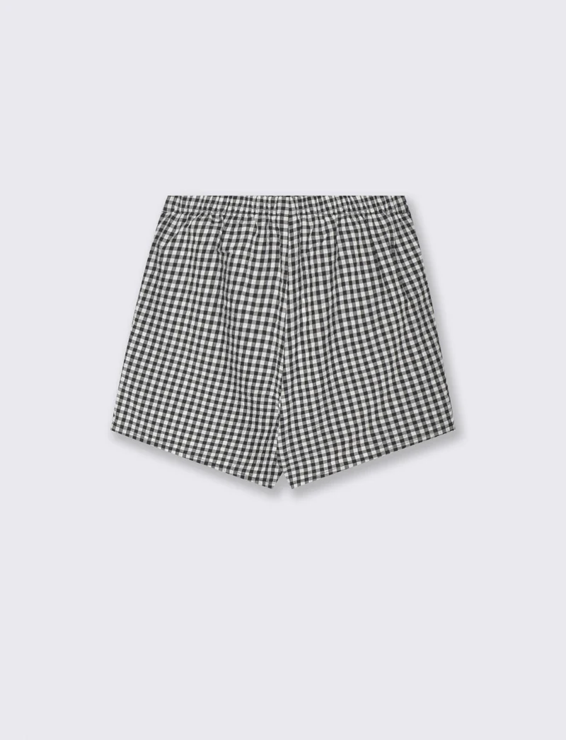 Short in denim con borchie e vita regolabile - Quadri