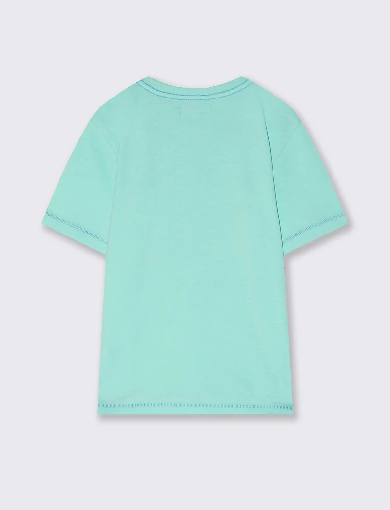 T-shirt mezza manica con stampa frontale - Verde acqua