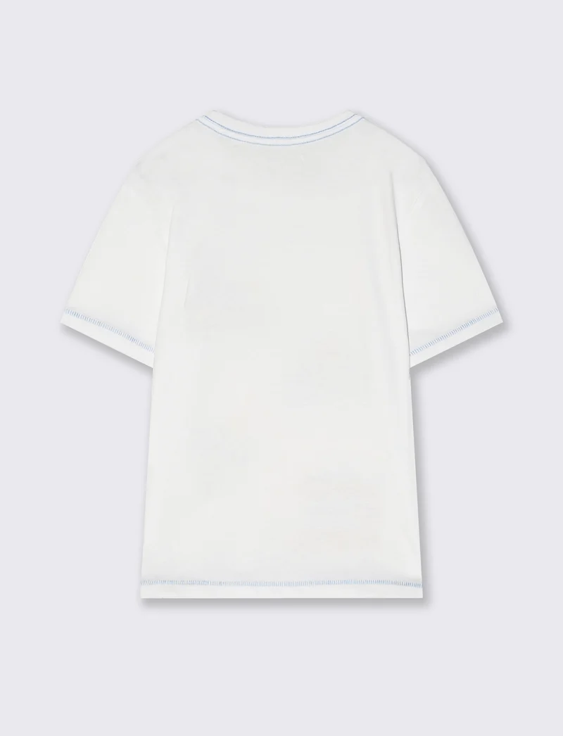 T-shirt mezza manica con stampa frontale - Bianco