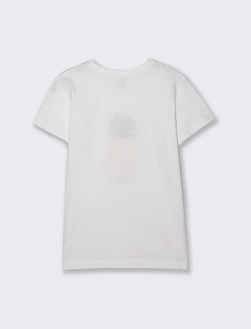 T-Shirt Mezza Manica con Ricamo - Bianco