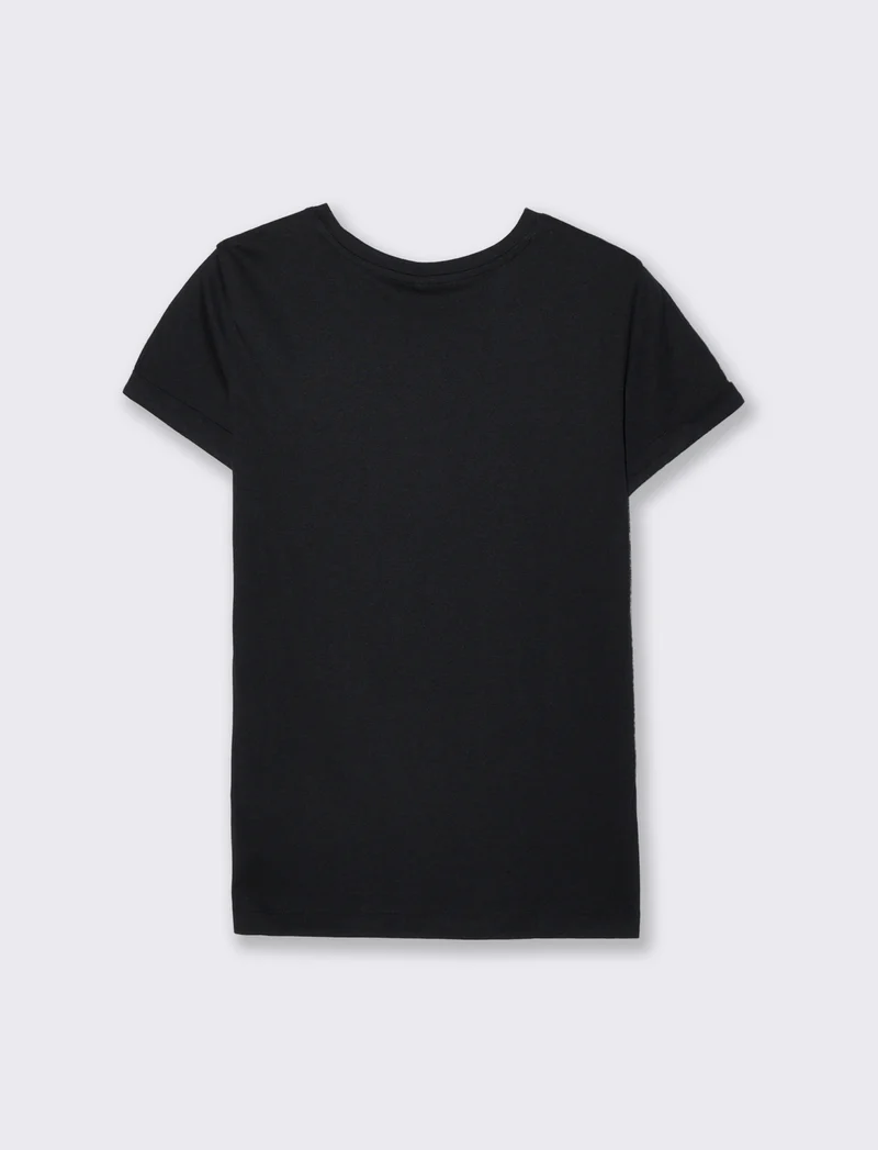 T-Shirt Manica Corta con Stampa - Nero