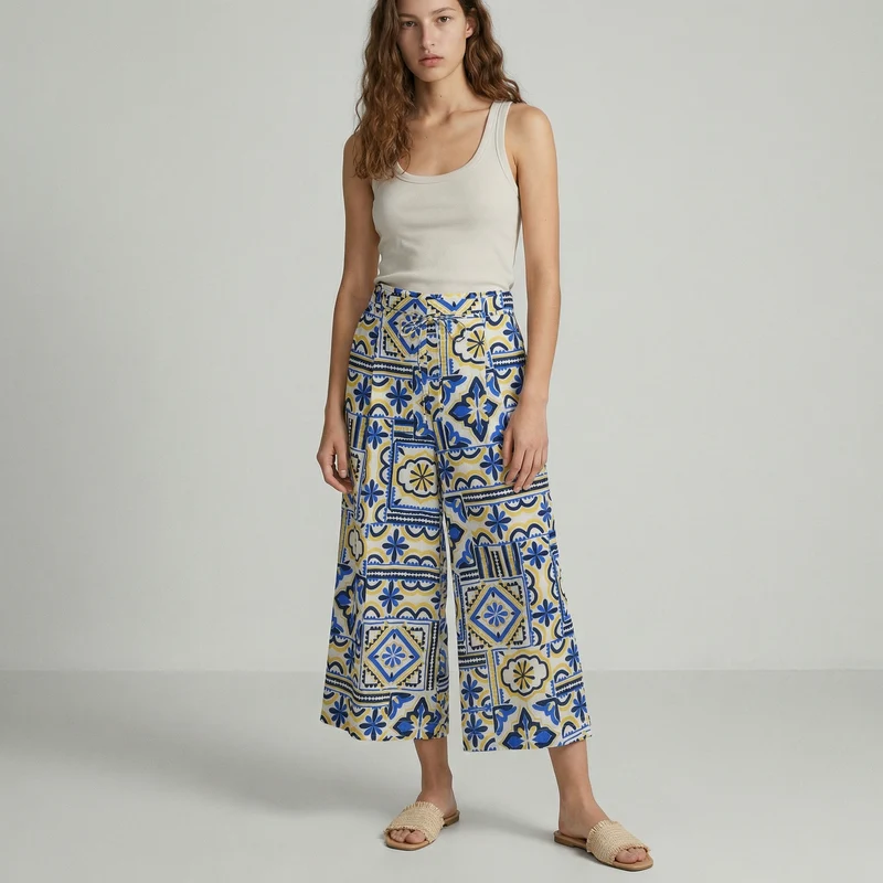 Pantalone Coulotte Stampato con Coulisse - var 2