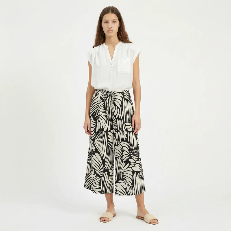 Pantalone Coulotte Stampato con Coulisse - var 1