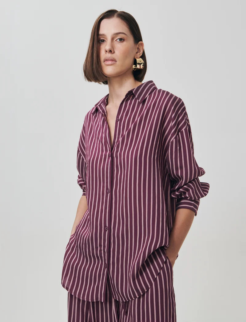 Camicia Oversize a Righe Verticali Women - var 2