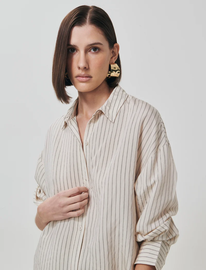 Camicia Oversize a Righe Verticali Women - var 1