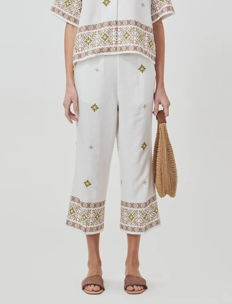 Pantalone Coulotte Misto Lino con Elastico - var 2