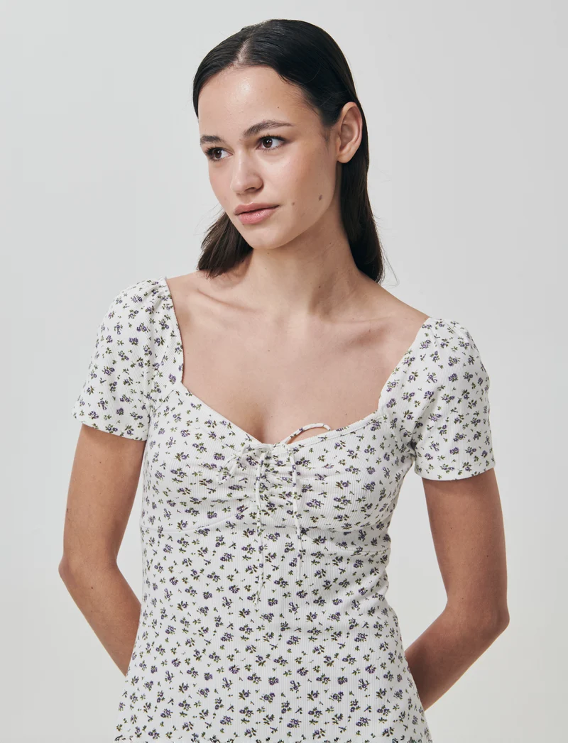 Vestito Corto a Coste con Manica Aletto - var 2