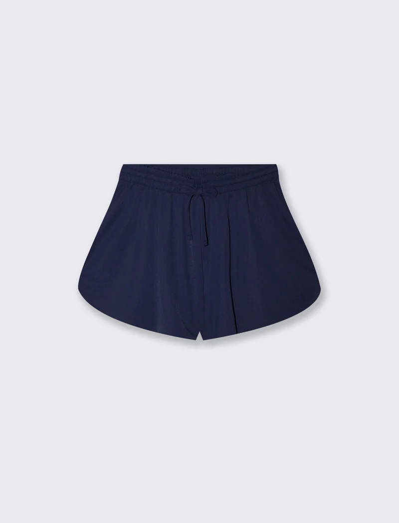 Short con fondo arrotondato e coulisse - Blu