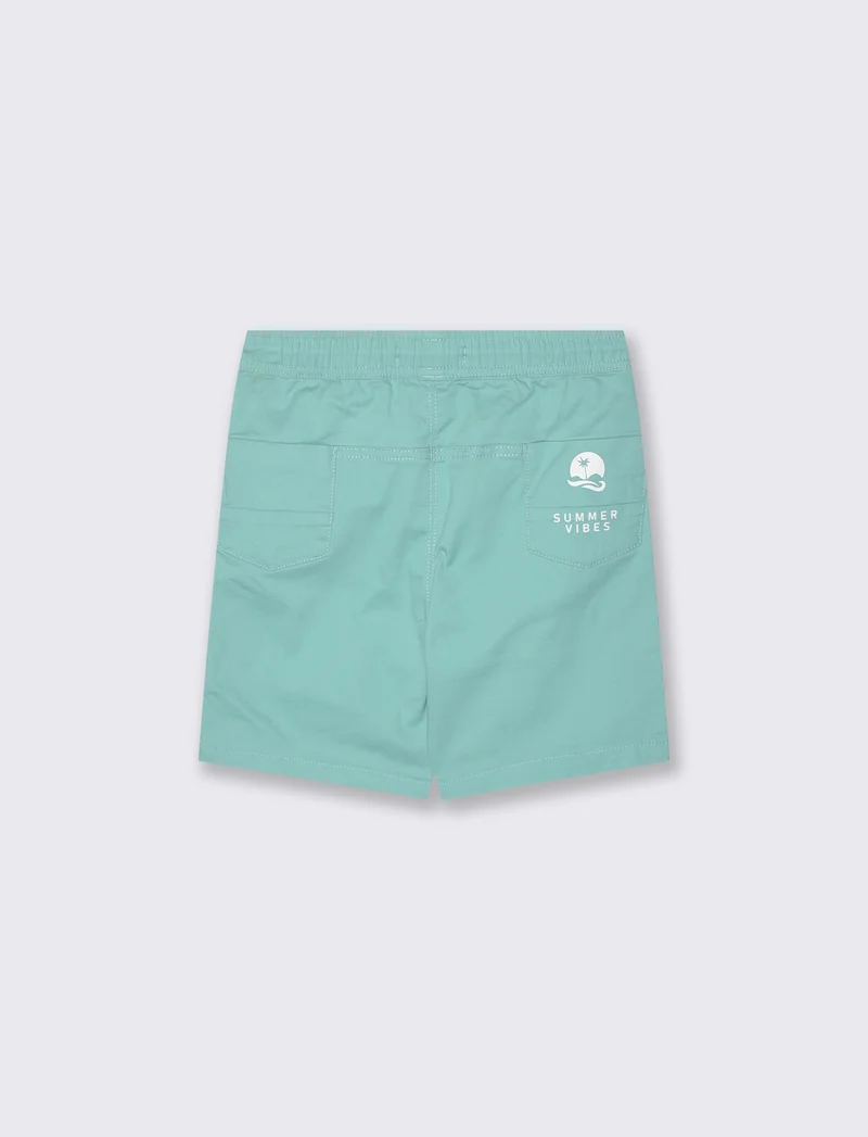Bermuda in cotone con stampe e tasche - Verde acqua