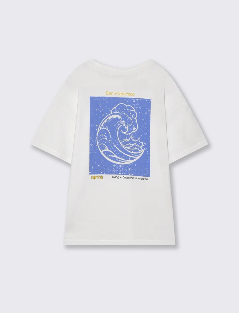 T-shirt loose mezza manica estiva - Bianco
