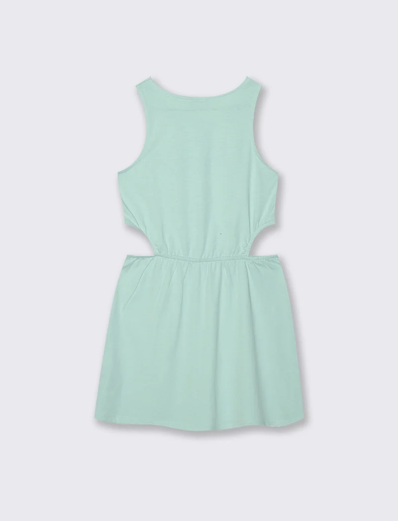 Abito svasato con cut out laterali - Verde acqua