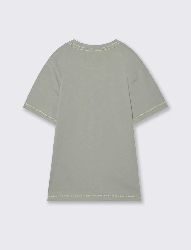 T-shirt mezza manica con stampa frontale - Verde salvia