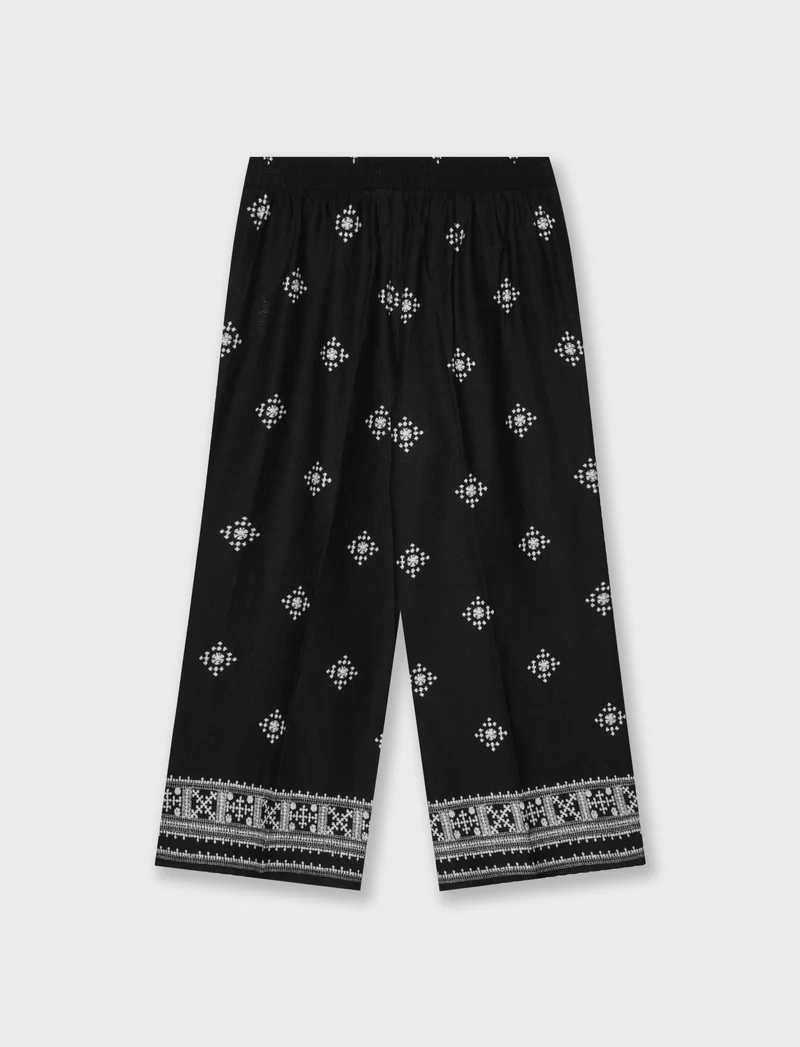 Pantalone Coulotte Misto Lino con Elastico - var 1