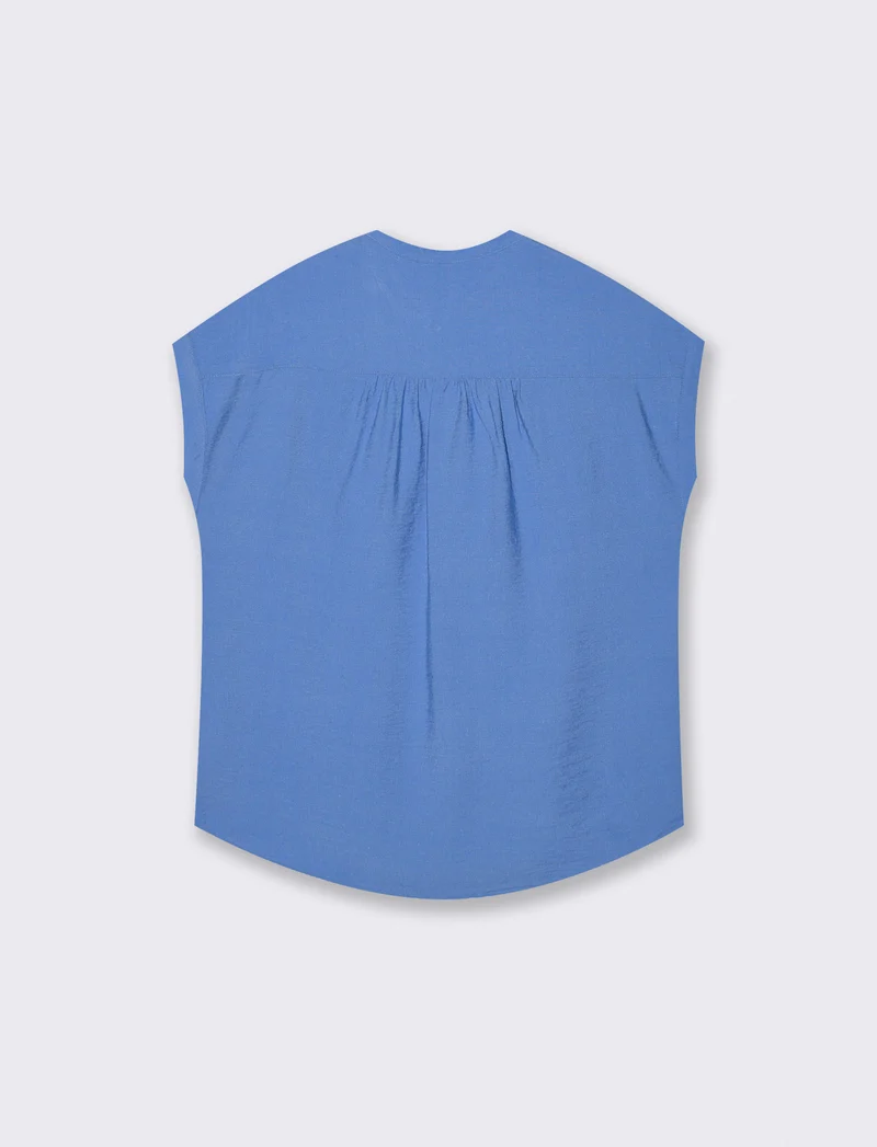 Blusa Giro Manica con Tasca - Azzurro
