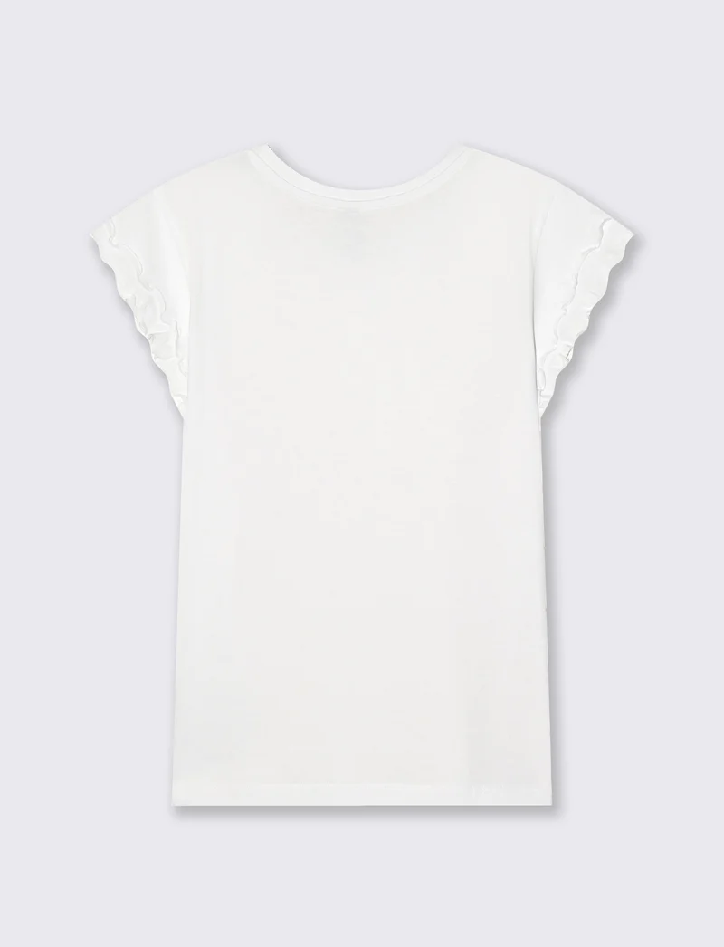 T-Shirt Mezza Manica con Rouches - Bianco