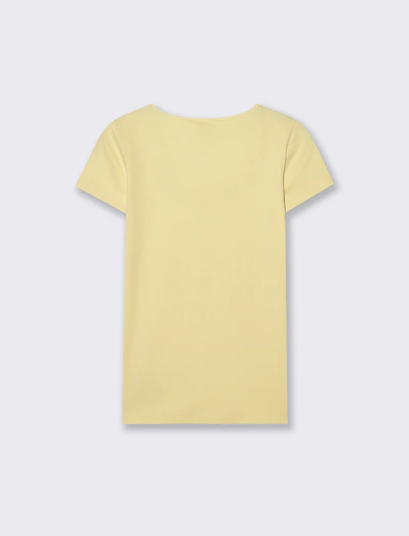 T-shirt manica corta con scollo incrociato - Giallo