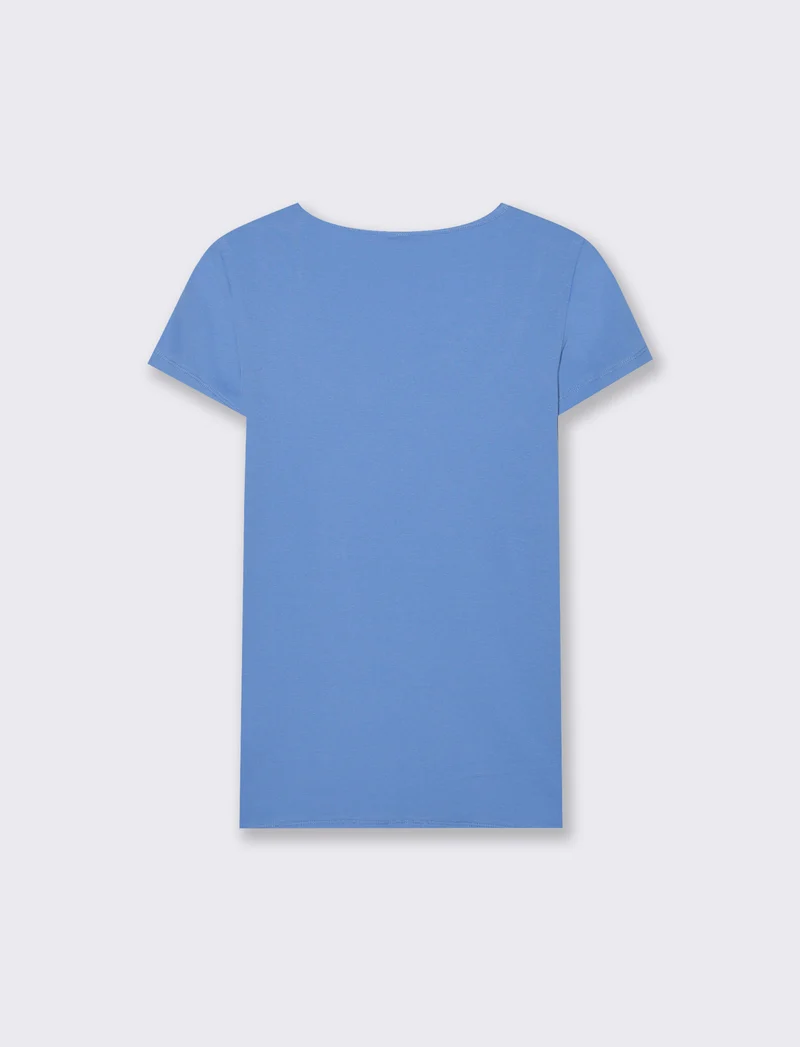T-shirt manica corta con scollo incrociato - Azzurro