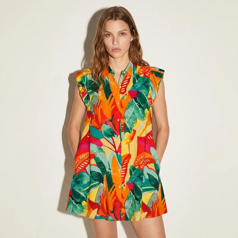 Vestito corto giro manica con rouches - var 2