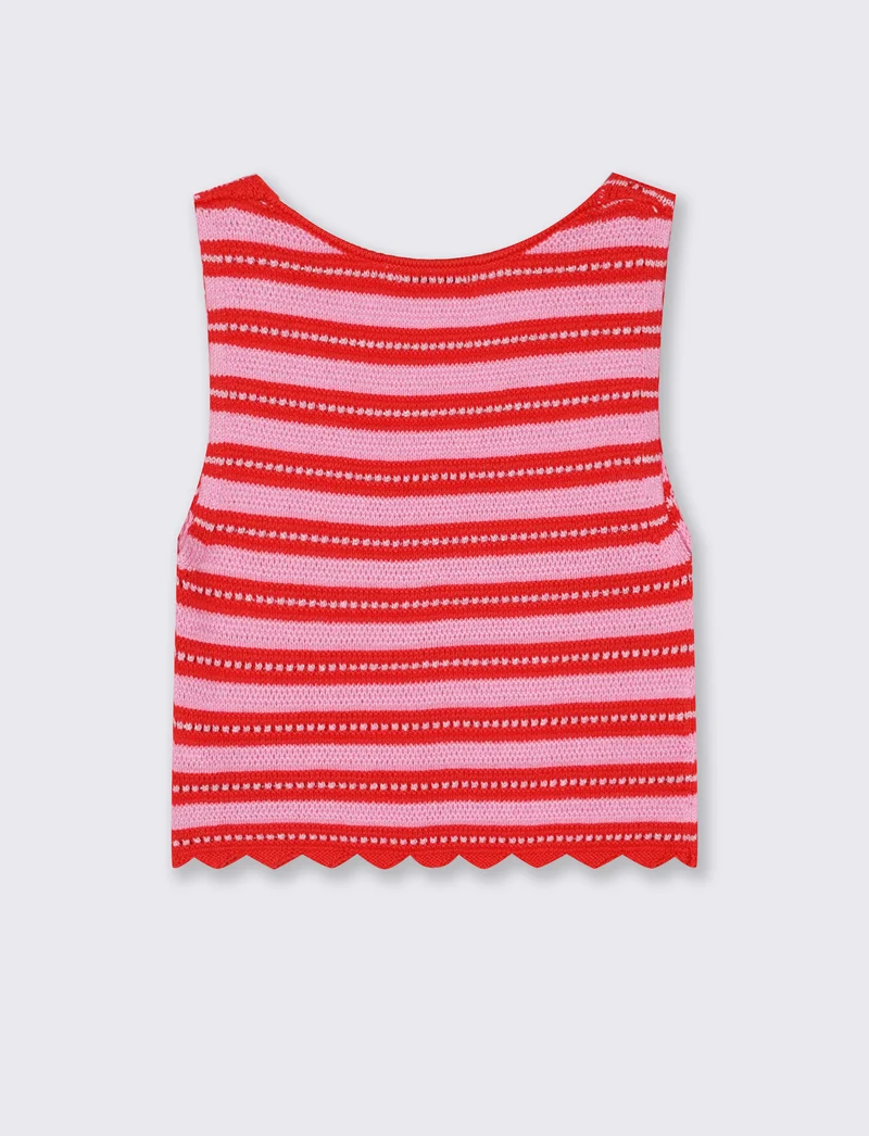 Canotta corta in crochet con scollo a V - var 2