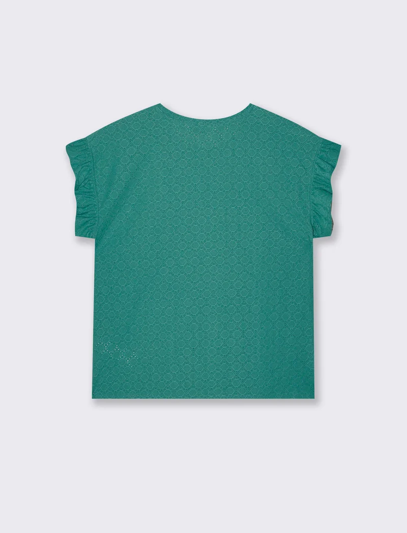 Top Rouches con Girocollo e Maniche - Verde smeraldo