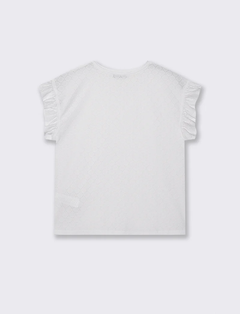 Top Rouches con Girocollo e Maniche - Bianco