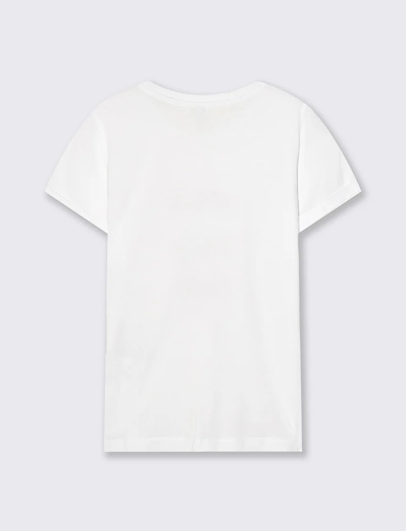 T-Shirt Manica Corta con Stampa - Bianco