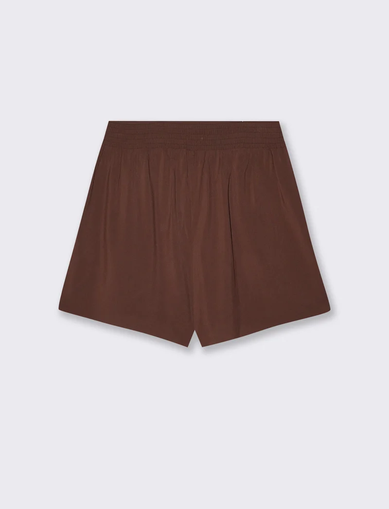 Short con elastico e coulisse in vita - Marrone cioccolato
