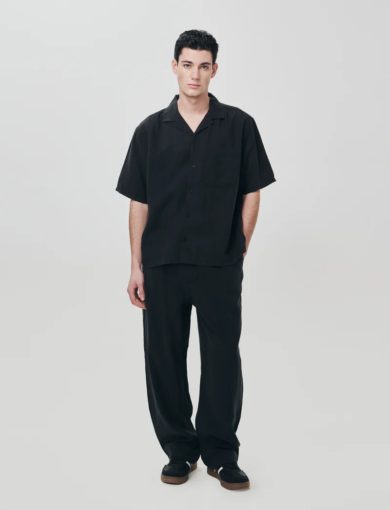 Pantaloni Chino Jogger in Misto Lyocell - Nero
