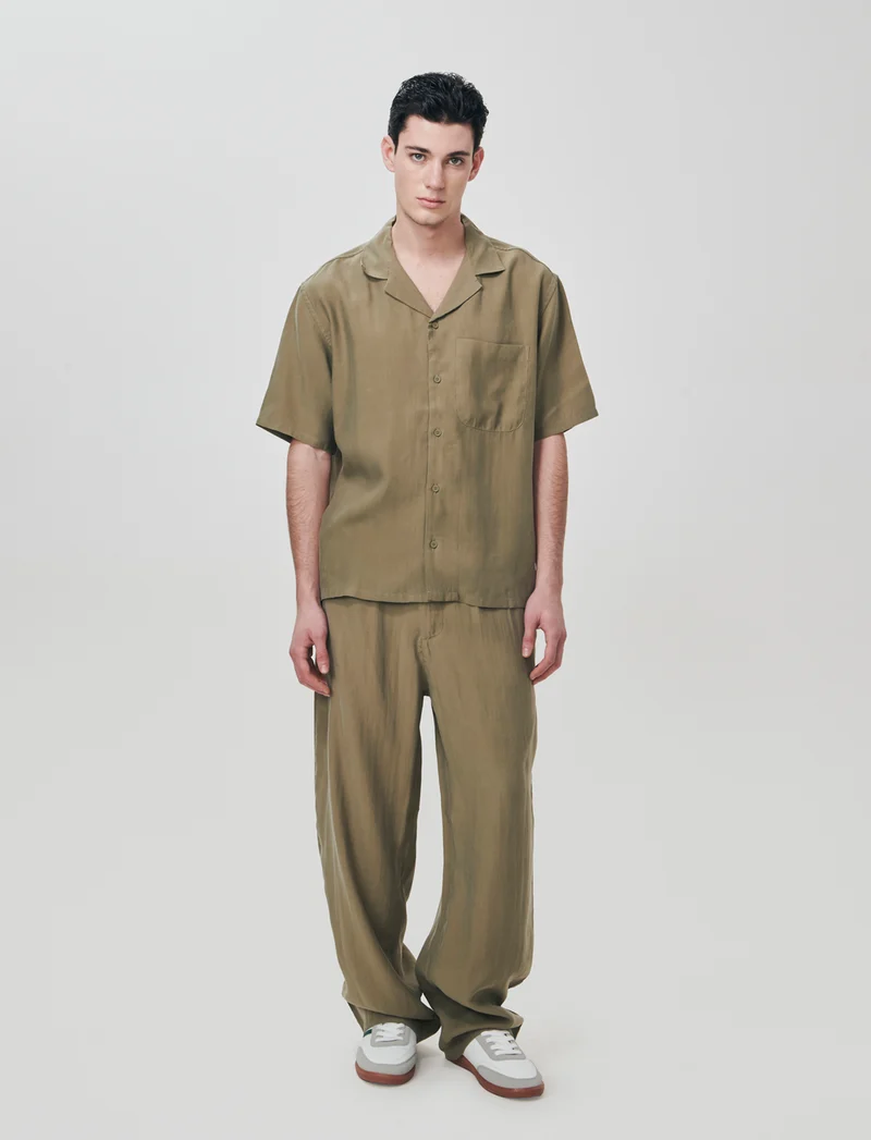 Pantaloni Chino Jogger in Misto Lyocell - Verde kaki