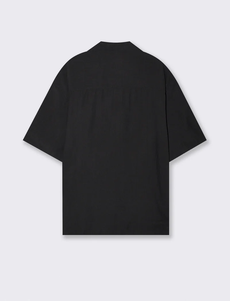 Camicia soft fit in misto lyocell - Nero