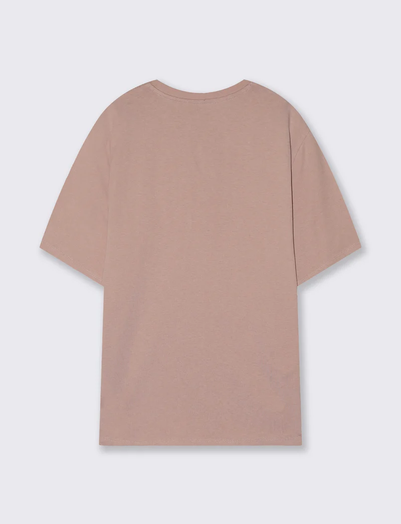 T-Shirt con Fiore Applicato - Rosa antico