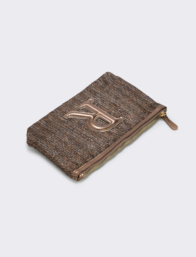 Pochette effetto paglia con lettera - Var 6