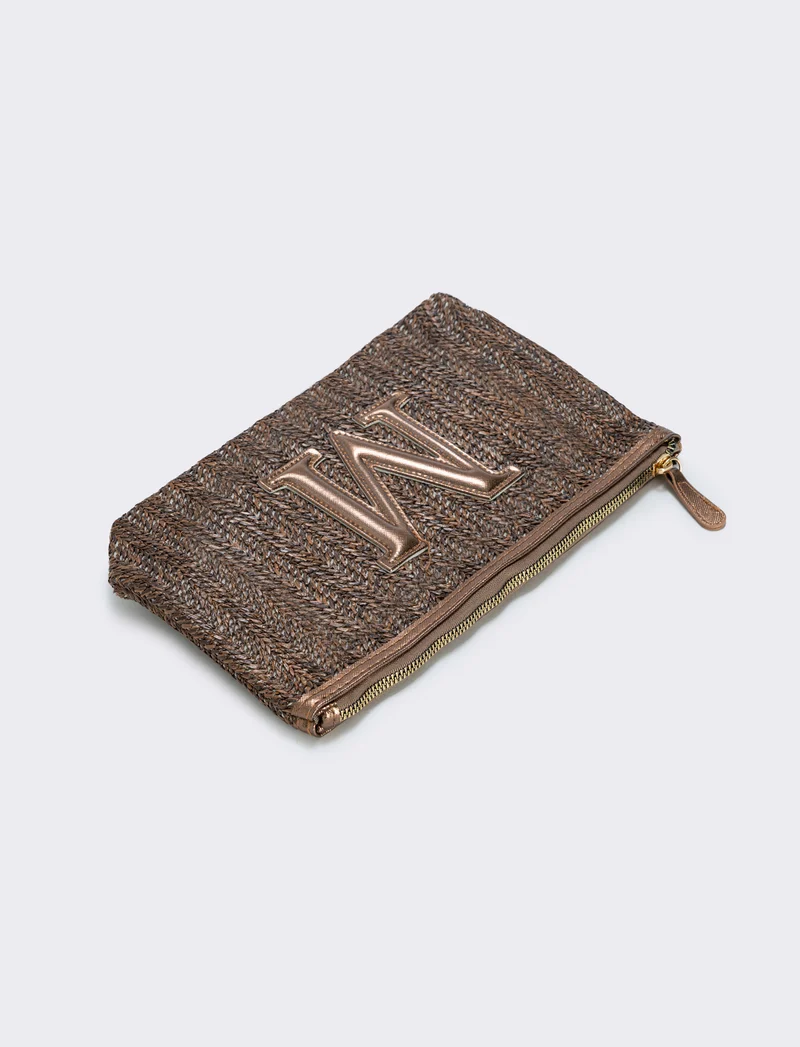 Pochette effetto paglia con lettera - Var 5