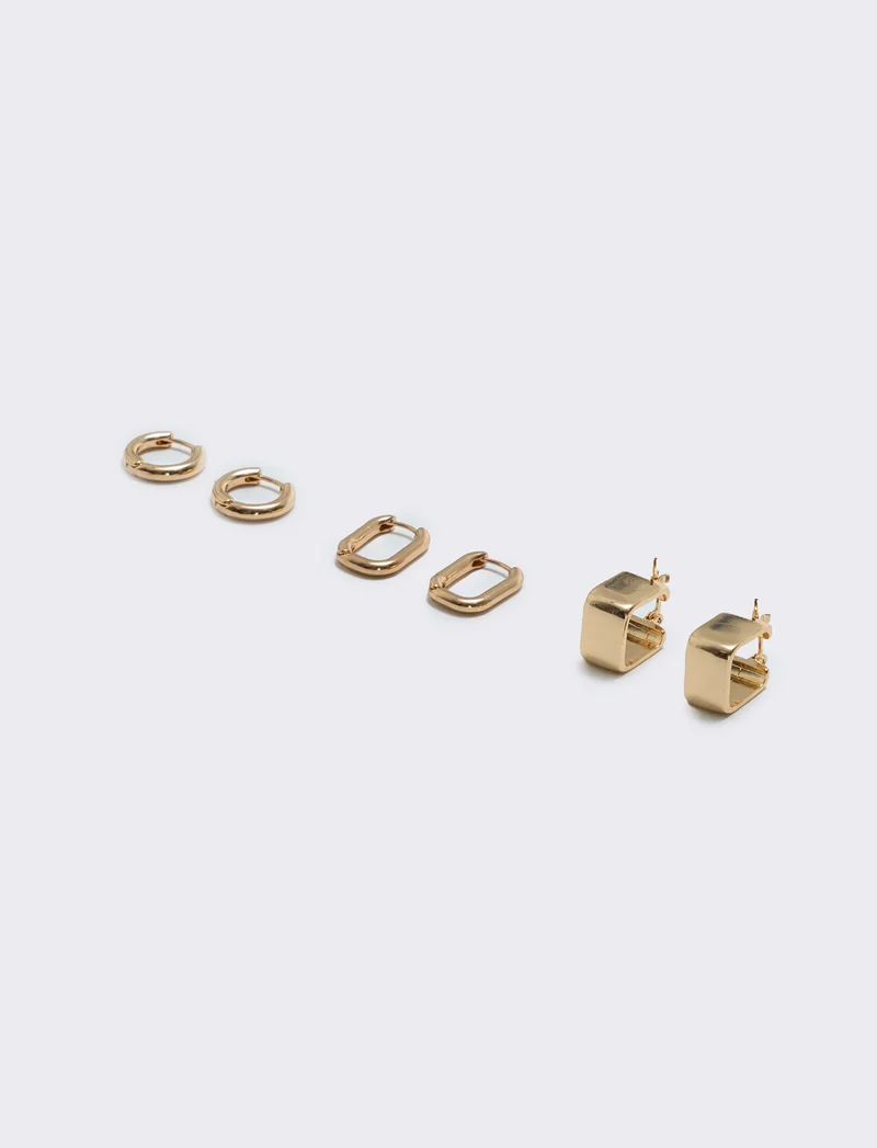 Orecchini cerchietti: 3 paia eleganti - Oro