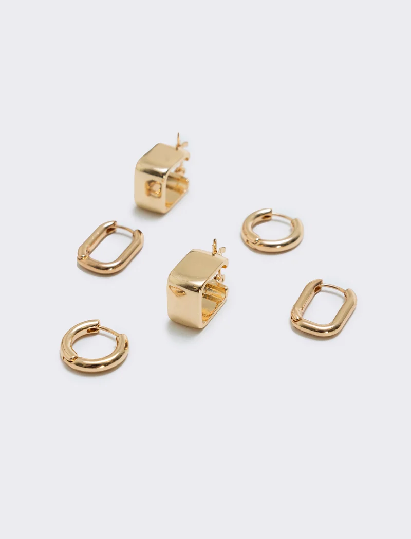 Orecchini cerchietti: 3 paia eleganti - Oro
