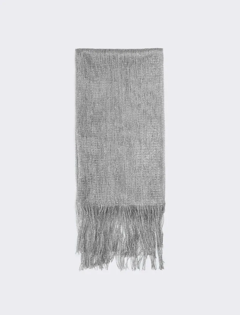 Foulard a rete con lurex per donne - Argento