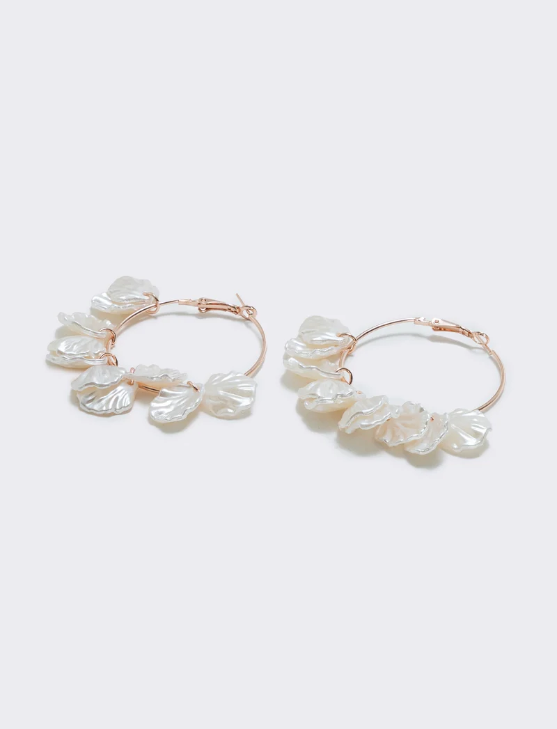 Orecchini cerchi con petali pendenti - Oro rosa