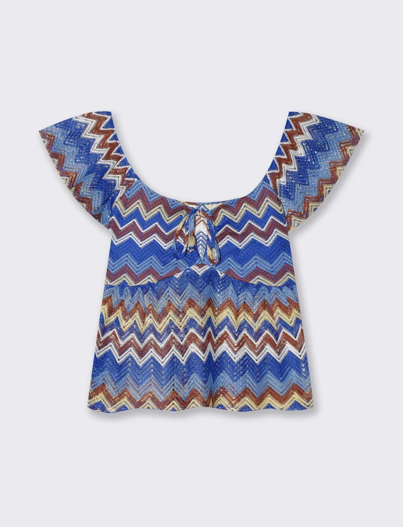 T-shirt con nodo e maniche a volant - var 3