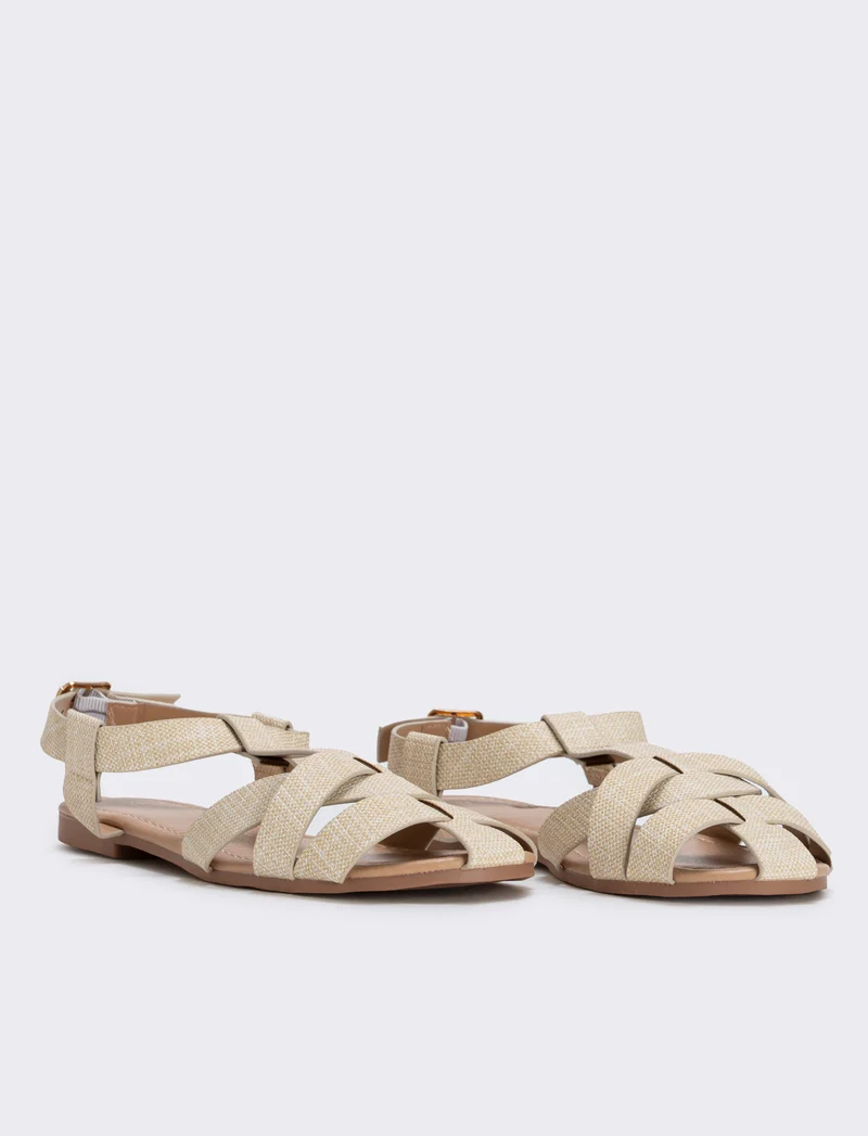Sandalo incrociato in poliuretano - Beige
