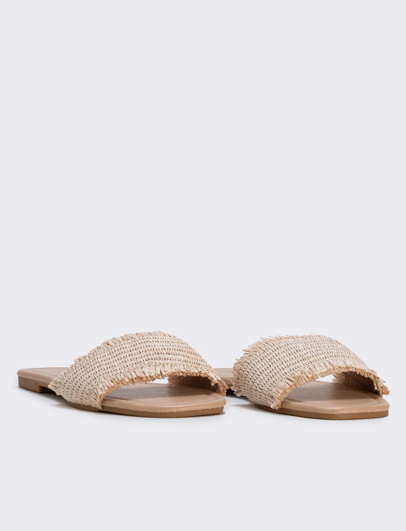 Mule da effetto paglia laminata - Beige