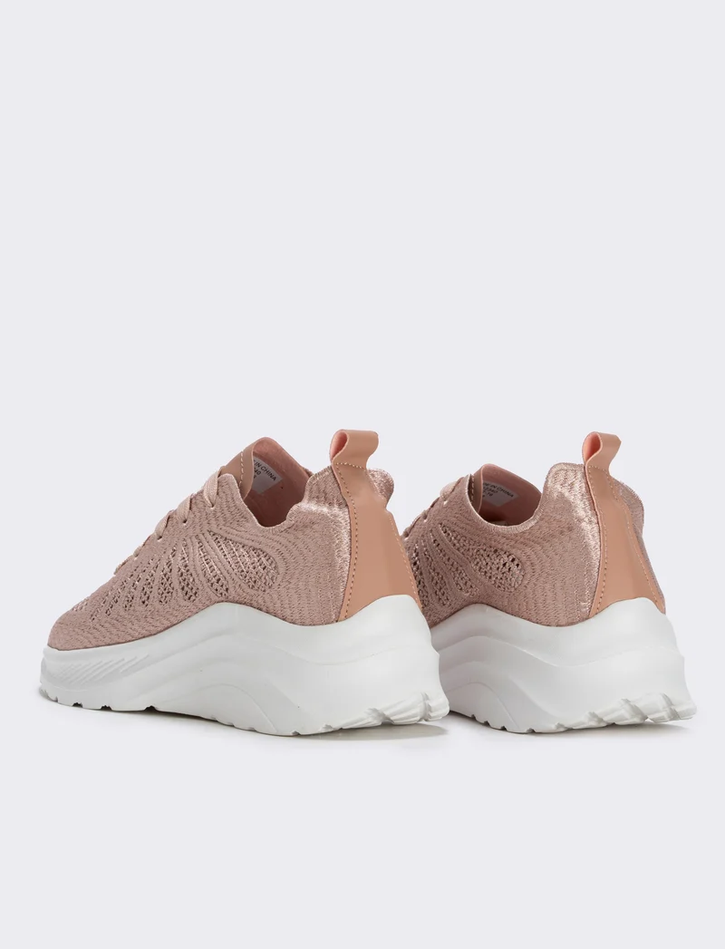 Sneakers in tessuto effetto ricamato - Cipria