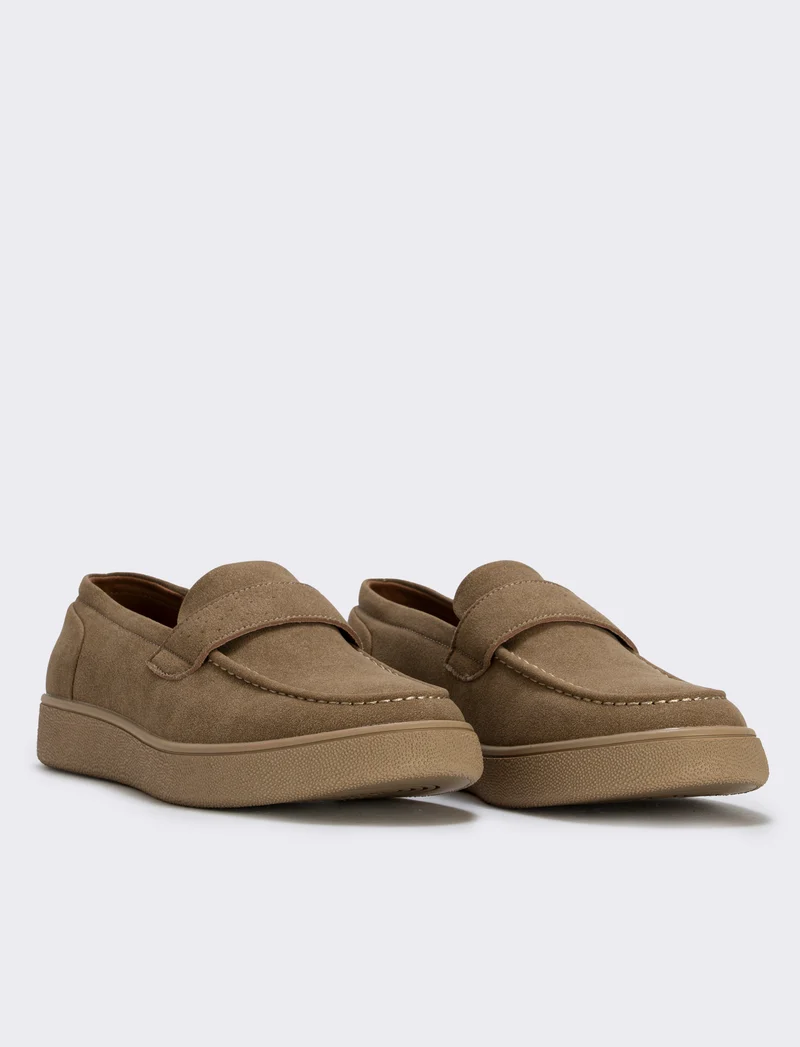 Mocassino uomo in poliuretano scamosciato - Cammello