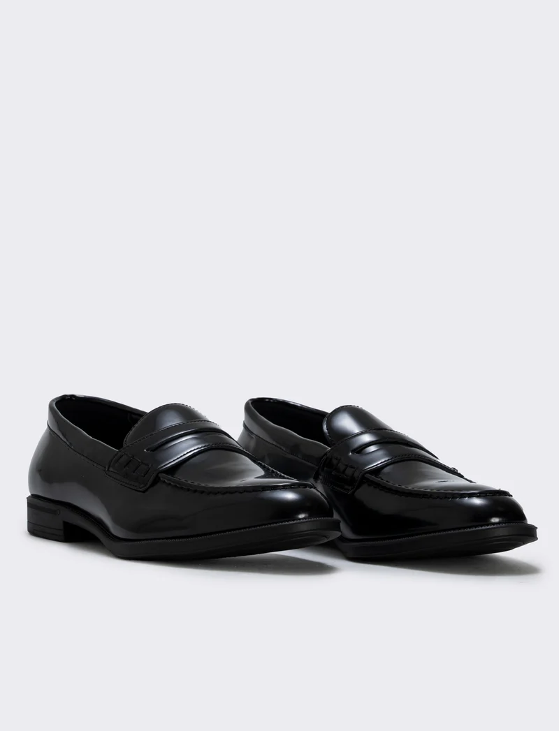 Mocassino in vernice poliuretano nero uomo - Nero