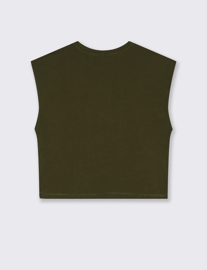 T-Shirt Crop Basica Girocollo - Kaky 1